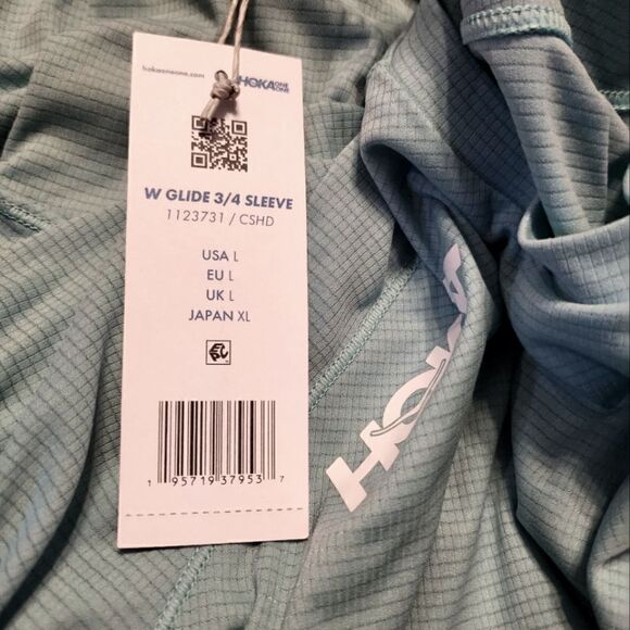 HOKA One One Women's Glide 3/4 Sleeve Shirt Teal Blue Size L New - Picture 6 of 7